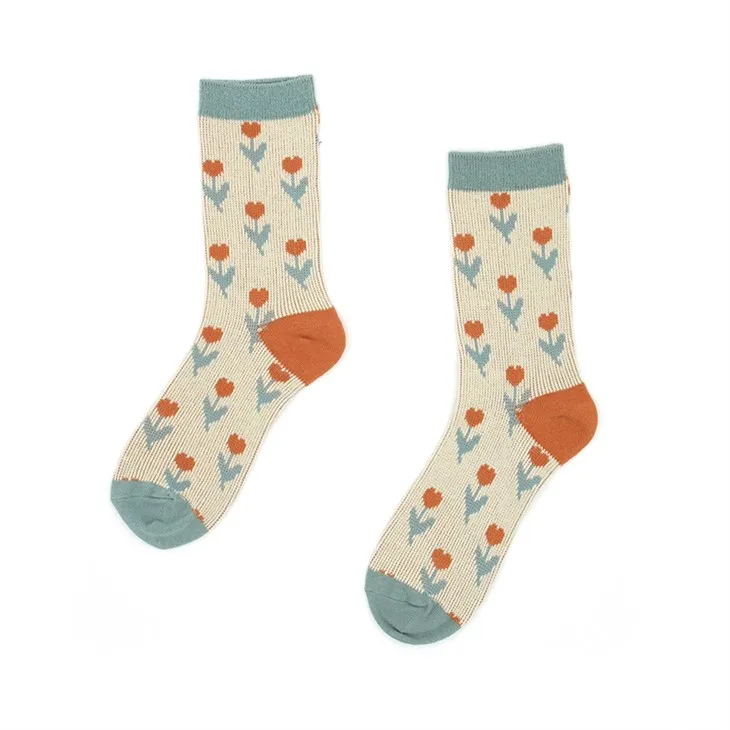 Skarpetki bawełniane w kwiaty