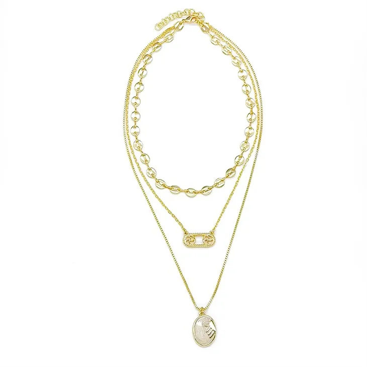 Złoty naszyjnik warstwowy ze znakiem zodiaku